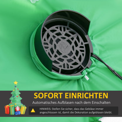 HOMCOM Aufblasbare Weihnachtsdekoration mit LED-Licht, Geschenken, 150 cm Wasserdicht für Weihnachtsfeiern