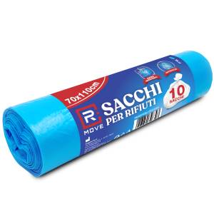 1 Rotolo da 10 Sacchi Rifiuti 70x110cm Blu RMOVE