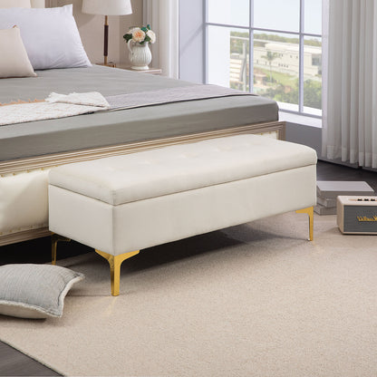 HOMCOM Sitzbank mit Stauraum, belastbar bis 120kg, 120x44x44,5cm, Beige