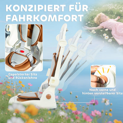 AIYAPLAY Kinder-Dreirad, wandelbarer Baby-Buggy, 5-in-1 Design, abnehmbarer Schiebegriff, verstellbar, Sicherheitsgurt, Aufbewahrungstasche, 1-3 Jahre, Cremeweiß