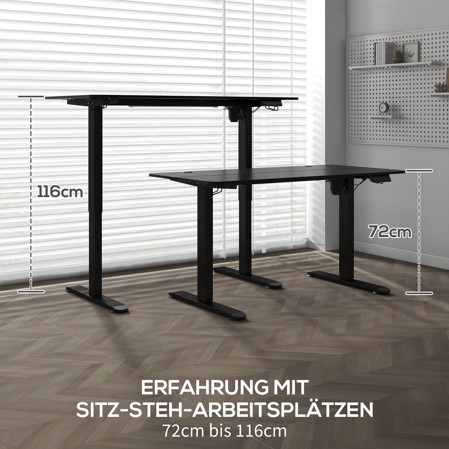 Vinsetto Stehpult höhenverstellbarer Computertisch Schreibtisch, 140 cm x 70 cm x 116 cm, Schwarz
