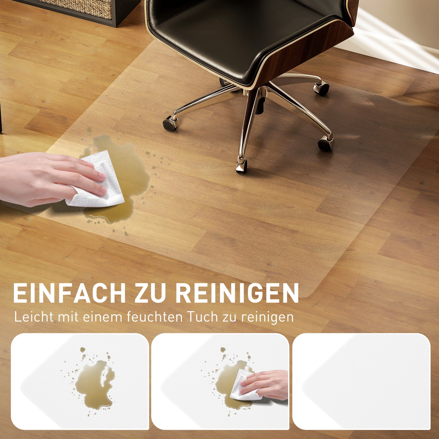 HOMCOM Bodenschutzmatte, rutschfest, 1,5mm dick, 120x120cm, Transparent