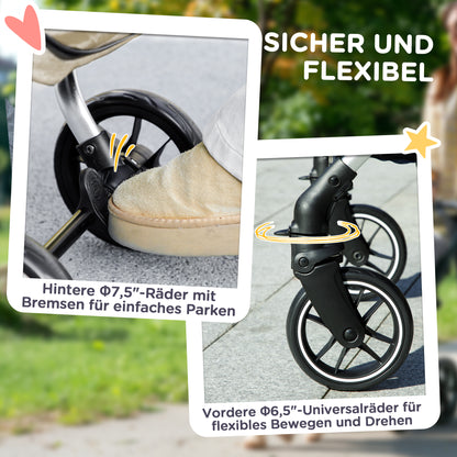 PawHut Hundewagen, Leichter und faltbarer Transportwagen für kleine Hunde, waschbares Kissen, Netzfenster, Khaki