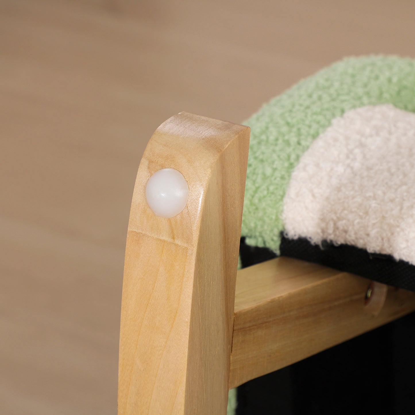 HOMCOM Schaukelstuhl für Kleinkinder Niedliches Design, Schaffell-Imitat, Eukalyptusholz Grün + Gelb Beige