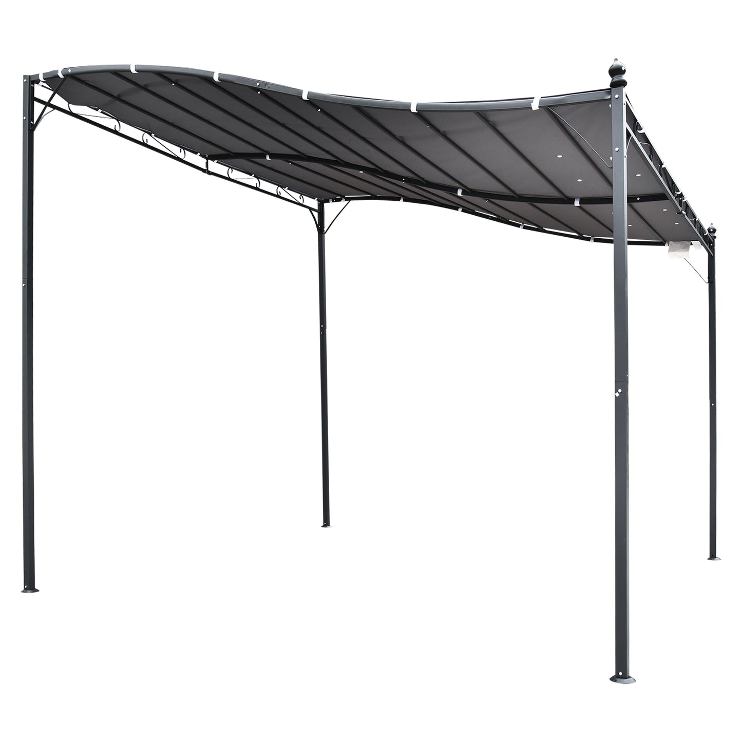 Outsunny Pergola Gartenpavillon Pavillon Überdachung Zelt Metall Grau 297x297cm