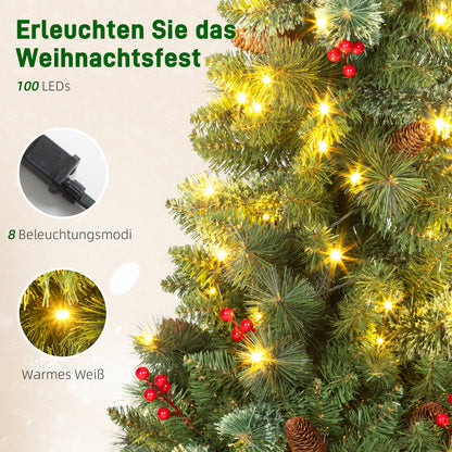 HOMCOM Künstlicher Weihnachtsbaum 120 سم Tannenbaum künstlich mit 100 LED Beleuchtung، 8 Modi، 214 Spitzen