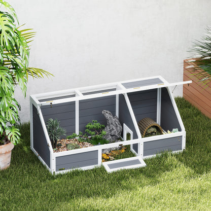 PawHut Schildkrötenbox, Outdoor Schildkrötengehege, bodenloses Design, leicht zu öffnen, Schildkrötenhaus, Hellgrau