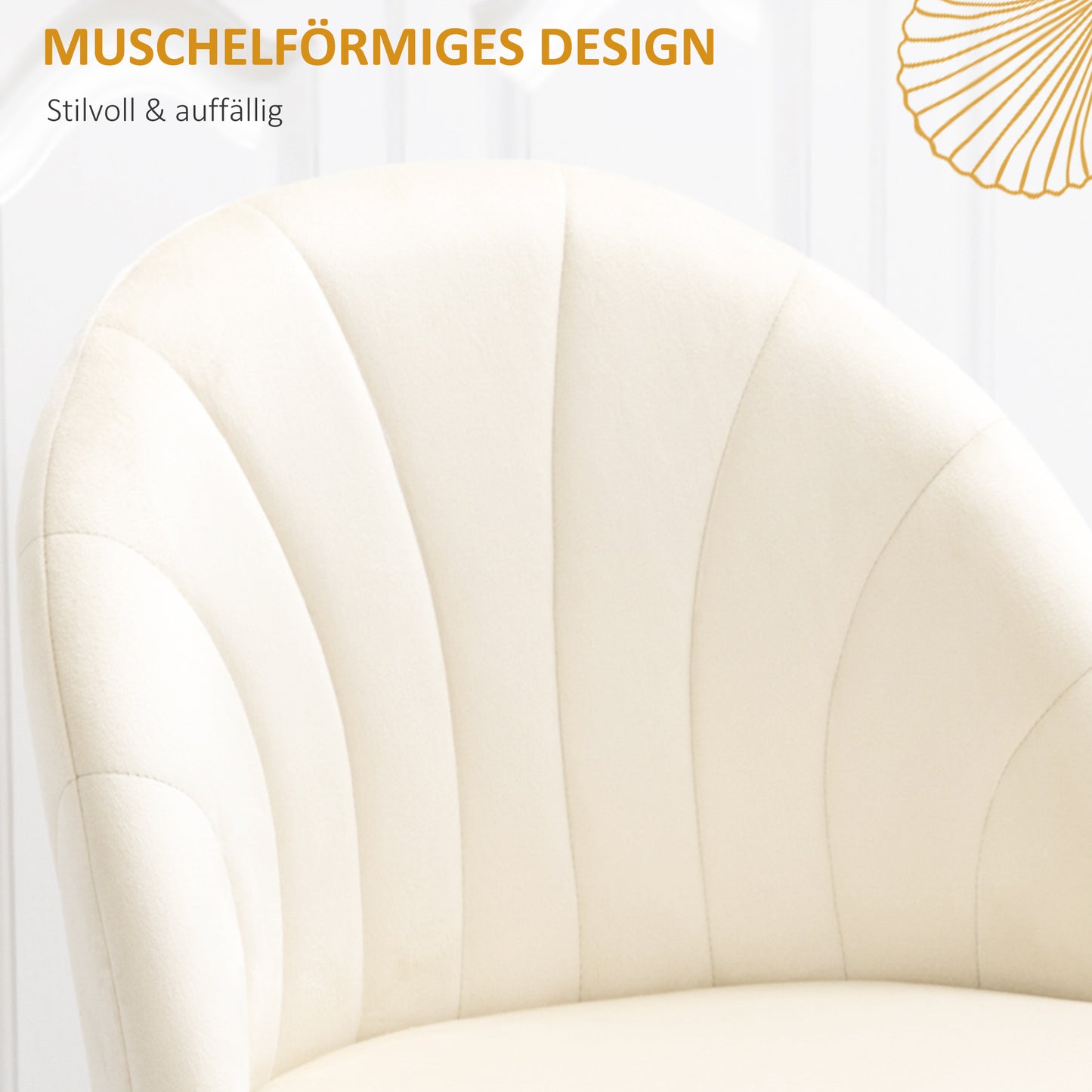 HOMCOM 2er-Set Esszimmerstühle im Skandi-Design, Küchenstühle, Samptoptik, Creme + Schwarz