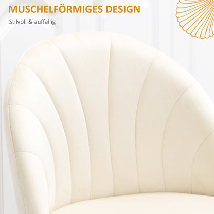 HOMCOM 2er-Set Esszimmerstühle im Skandi-Design, Küchenstühle, Samptoptik, Creme + Schwarz