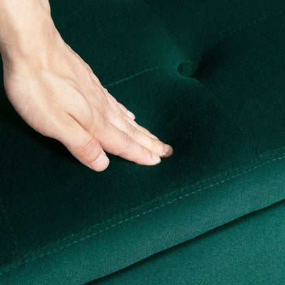 HOMCOM Polsterbank mit Stauraum, Armlehnen, Samtartiges Polyester, Kautschukholz, 107 x 42 x 65 cm, Grün