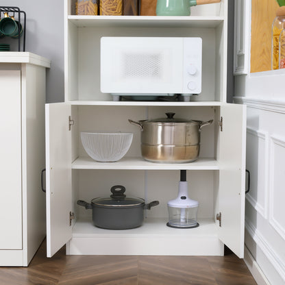 HOMCOM Küchenschrank Küchenbüffet Schrank, Landhausstil, 2 Schränke, 2 Regale, 70 cm x 40 cm x 170 cm Weiß + Schwarz