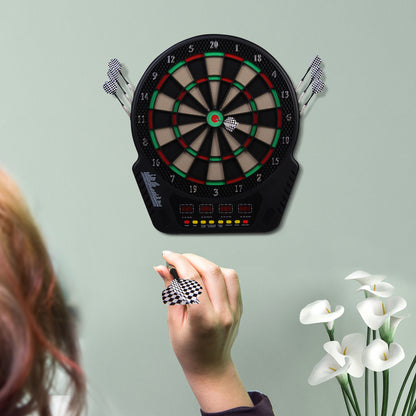 HOMCOM Elektronische Dartscheibe Dartboard Dart-set mit LED Anzeige mit automatischer Wertung Soundeffekte 6 Darts 24 Dartköpfe 27 Spiele und 243 Trefferoptionen für 16 Spieler 44 x 51,5 x 3,2 cm