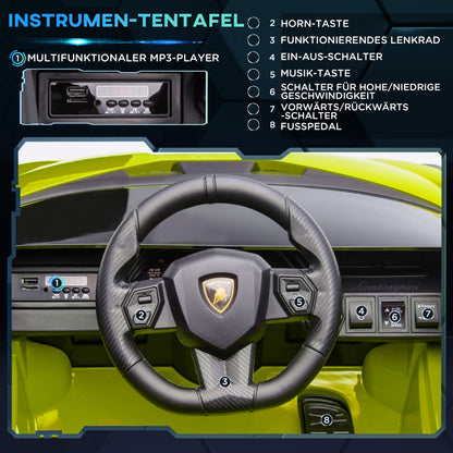 HOMCOM Kinder-Elektroauto, Lamborghini, 3-5 km/h, Fernsteuerung, für 3-5 Jahre, Grün