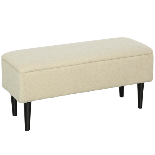 HOMCOM Sitzbank im Vintagedesign, Schuhbank, versteckter Stauraum, Kaschmir-Optik, Beige + Schwarz
