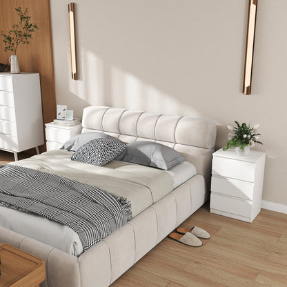HOMCOM Nachttisch, 2er Set Beistelltisch mit 3 Schubladen, Nachtschrank, Nachtkommode für Schlafzimmer, Wohnzimmer, 40 x 30 x 59,5 cm, Weiß