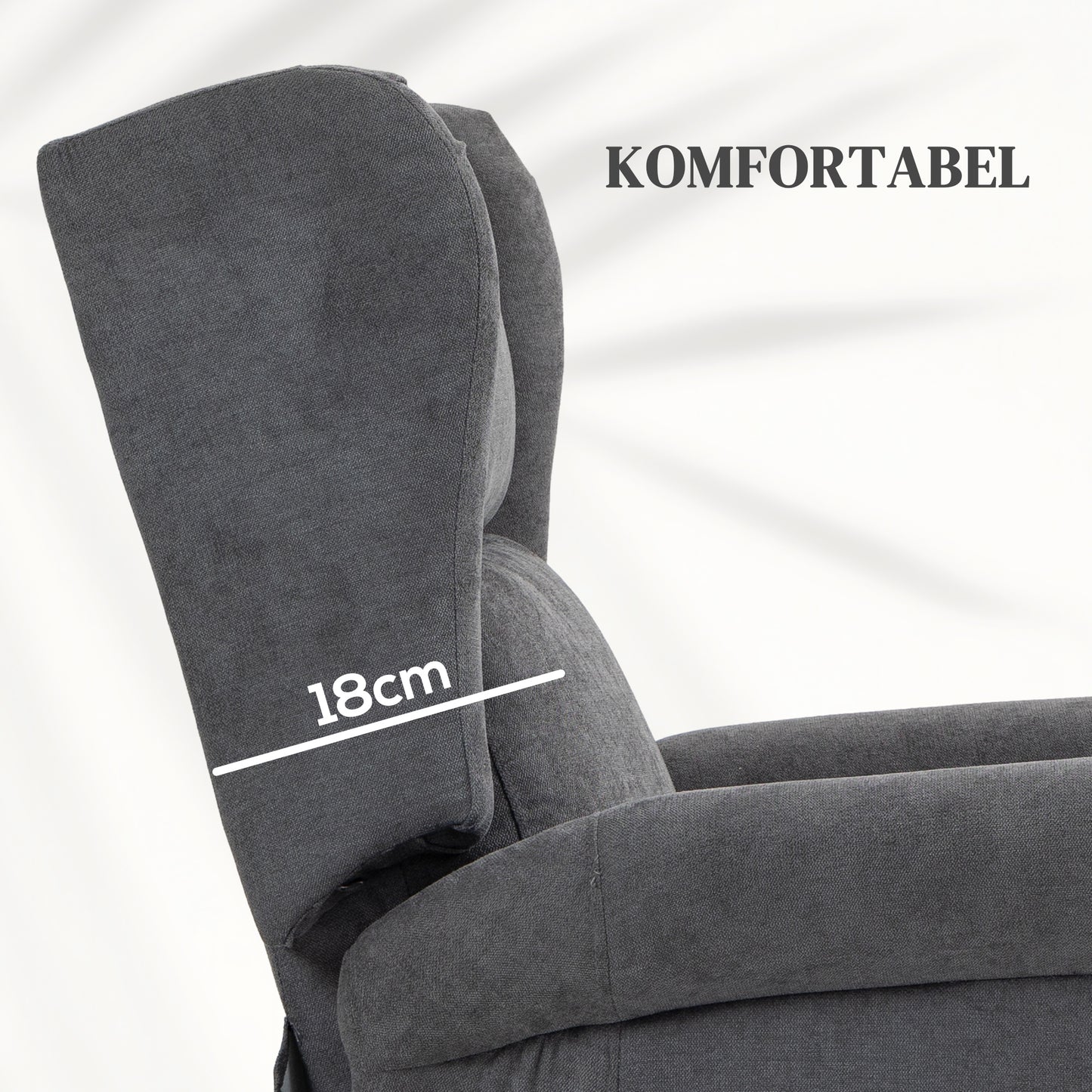 HOMCOM Relaxsessel, Aufstehhilfe, Liegefunktion, bis 200kg, 72,5x94x109cm, Dunkelgrau