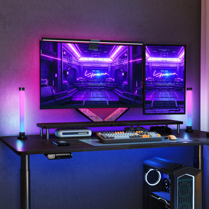 HOMCOM 2er-Set LED-Lampe, Tischlampe mit App- und Fernsteuerung, Musik-Synchronisation, Farb-Modi, Timer, Weiß