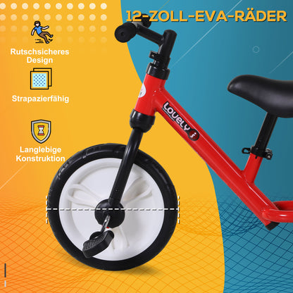 HOMCOM Kinder Laufrad ab 2-5 Jahre Lauflernrad mit Stützrädern, Pedalen, Höhenverstellbarem Sitz, Spielzeug Balance Bike für Kleinkinder Erste Geburtstag Geschenk, Rot