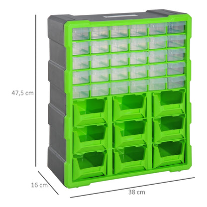 DURHAND Sortierkasten Kleinteilemagazin Teile Box Aufbewahrungsbox 39 Fächer Grün L38 x B16 x H47,5 سم