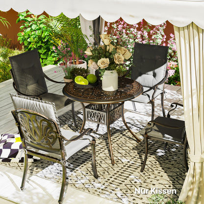 Outsunny 4er Set Sitzkissen 108 x 50 x 5 cm Stuhlkissen mit Bändern, Outdoor Indoor Sitzauflage Hellgrau