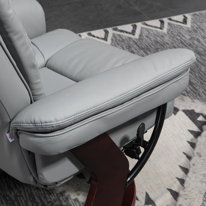 HOMCOM Relaxsessel mit Hocker, Liegesessel, drehbar, neigbare Lehne, Lederoptik, bis 130 kg, Grau