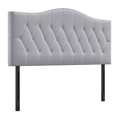 HOMCOM Kopfteil für Bett Polsterkopfteil Bett Kopf Rückenlehne Bettkopfteil in grau Pappel Samt Stoff 185 x 8 x 134 cm