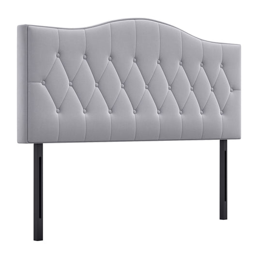 HOMCOM Kopfteil für Bett Polsterkopfteil Bett Kopf Rückenlehne Bettkopfteil in grau Pappel Samt Stoff 185 x 8 x 134 cm