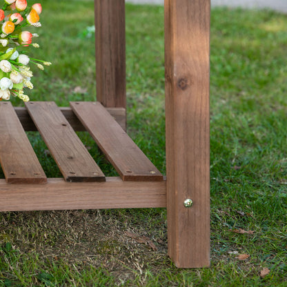 Outsunny Hochbeet Pflanzkasten mit 8 geteilten Gittern faltbare Ablage Blumenkasten Blumentopf Kräuterbeet Massivholz Braun 123 x 54 x 80 cm