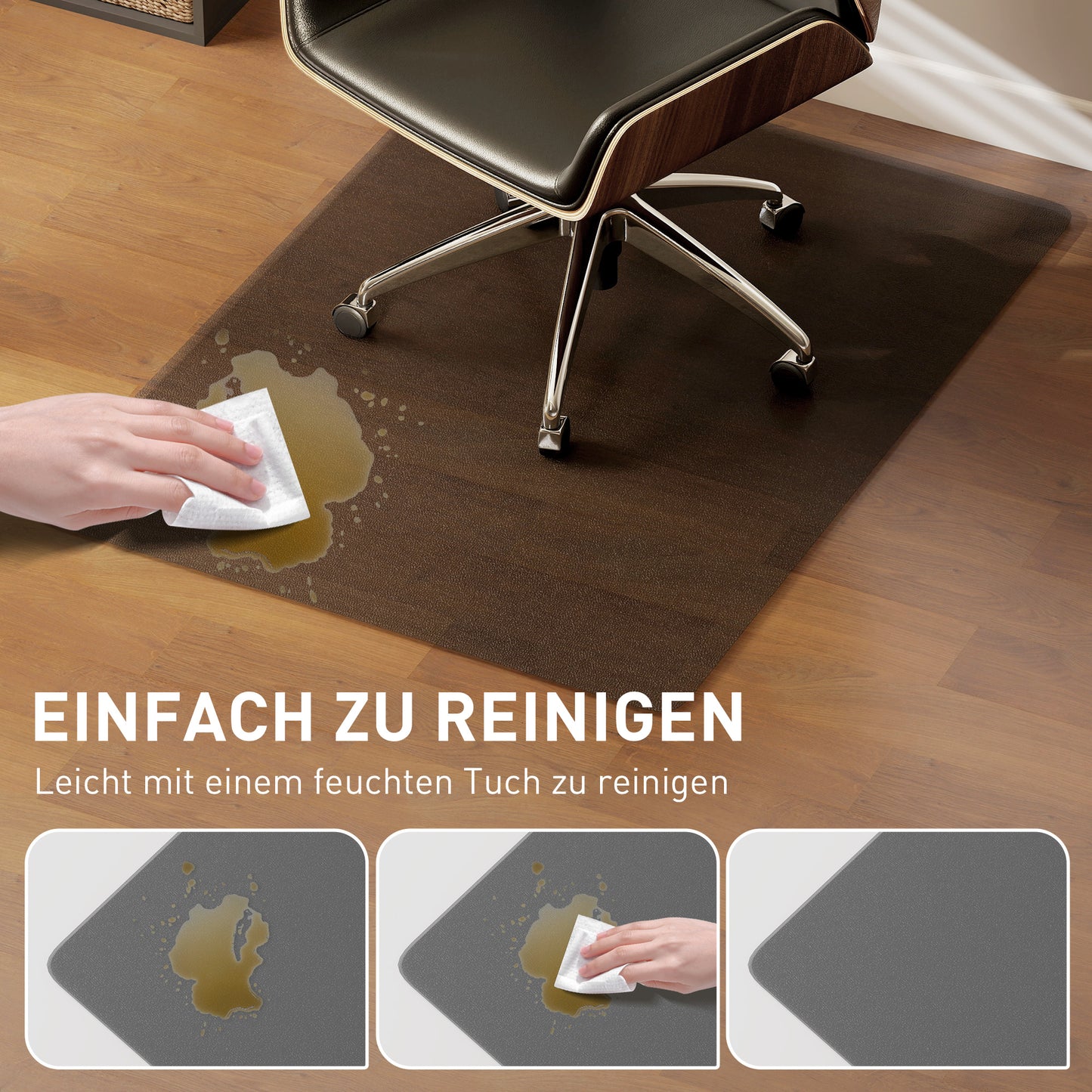 HOMCOM Bodenschutzmatte, rutschfest, 1,5mm dick, 90x120cm, Transparent