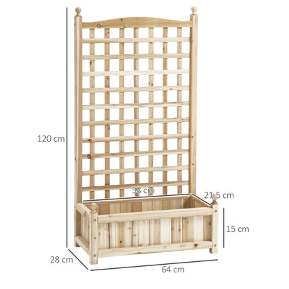 Outsunny Hochbeet Pflanzkasten mit Rankgitter Blumenkasten Rankcasten Rosenbogen mit Rankhilfe für Kletterpflanzen Garten Holz Natur 64 × 28 × 120 سم