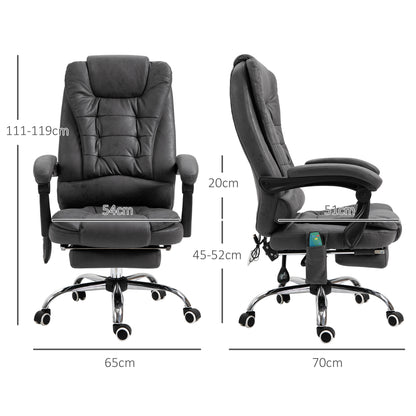 Vinsetto Bürostuhl mit Massagefunktion, ergonomisch, 65x160x104cm, Grau