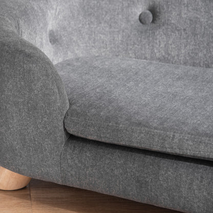PawHut Haustiersofa Hundematte Hundebett Hundesofa Hundecouch Katzen Sofa mit Kissen Rückentasche Plüsch Schaumstoff Kiefernholz Dunkelgrau 70 x 47 x 30 cm