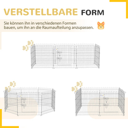 PawHut Freilaufgehege Welpenauslauf Welpenzaun Laufstall Welpengitter for Tier 8-teilig B63 x H60 سم