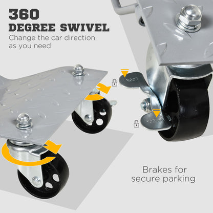 DURHAND Rangierheber 2 Stücke Rangierhilfe Reifenwechsel Wagenheber mit 4 Rollen für Auto PKW Grau 40,5L x 30B x 13,5H cm