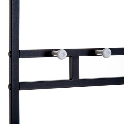HOMCOM Garderobenständer Kleiderständer mit 5 Haken und Schuhbank mit 2 Ebenen Garderobe aus Metall für Flur, Schlafzimmer, 72,5 x35 x 180cm