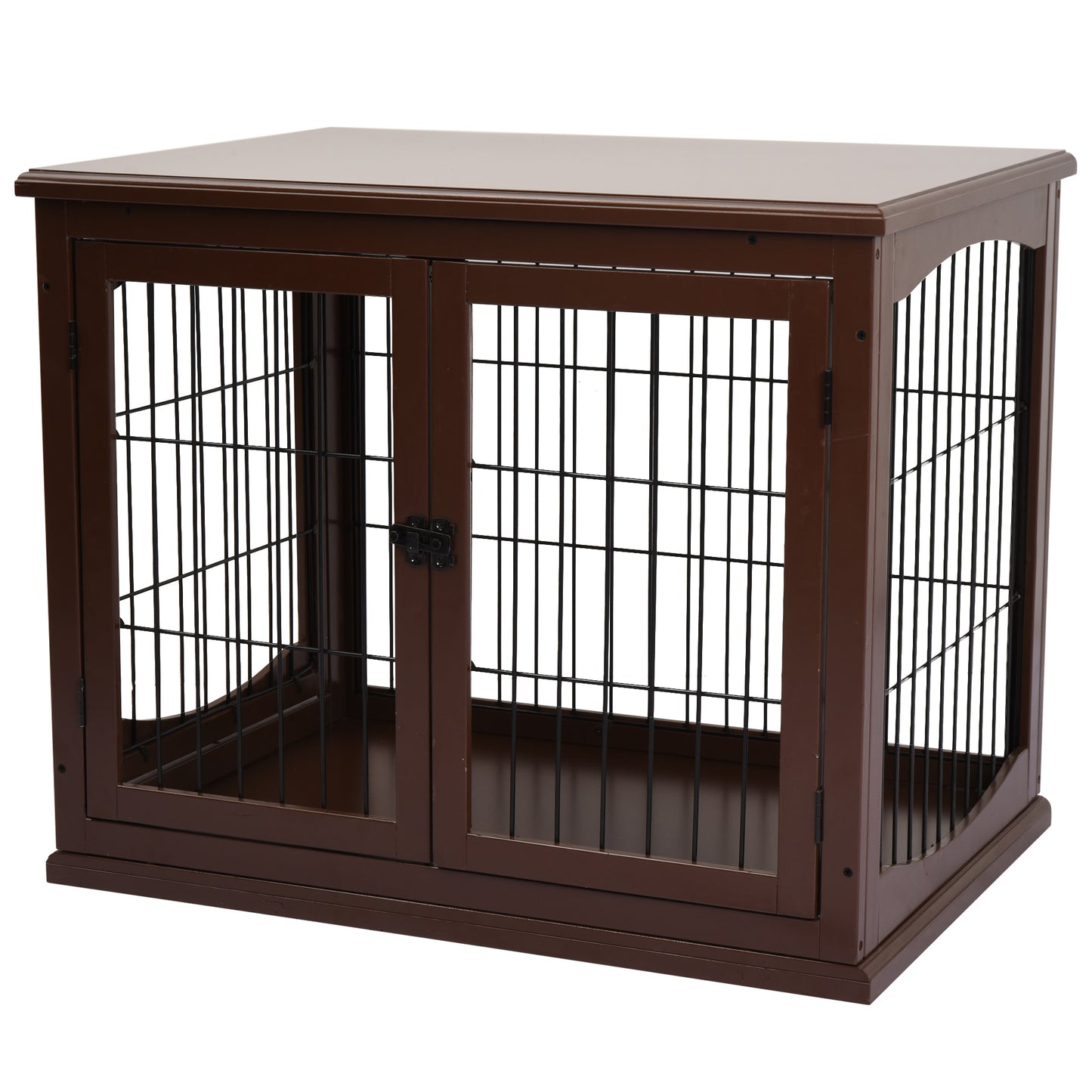 PawHut Hundebox, 2 Eingänge, abschließbar, MDF und Metall, 58,4 x 81,3 x 66 cm, Schwarz