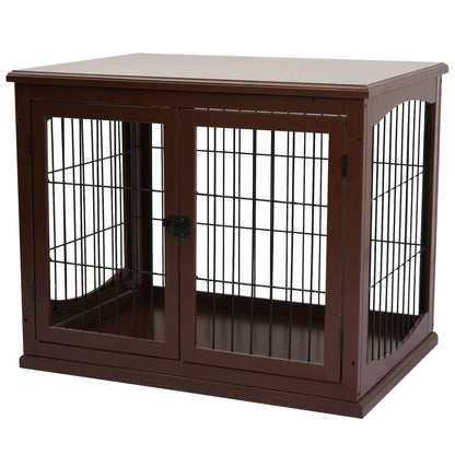 PawHut Hundebox, 2 Eingänge, abschließbar, MDF und Metall, 58,4 x 81,3 x 66 cm, Schwarz