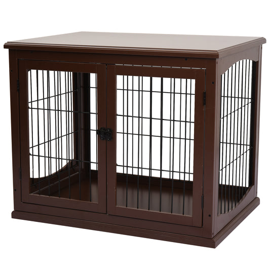 PawHut Hundebox, 2 Eingänge, abschließbar, MDF und Metall, 58,4 x 81,3 x 66 cm, Schwarz