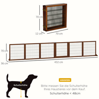 PawHut Absperrgitter für Hunde، klappbar، Kiefernholz، 432 × 36 × 70 سم، كافيه