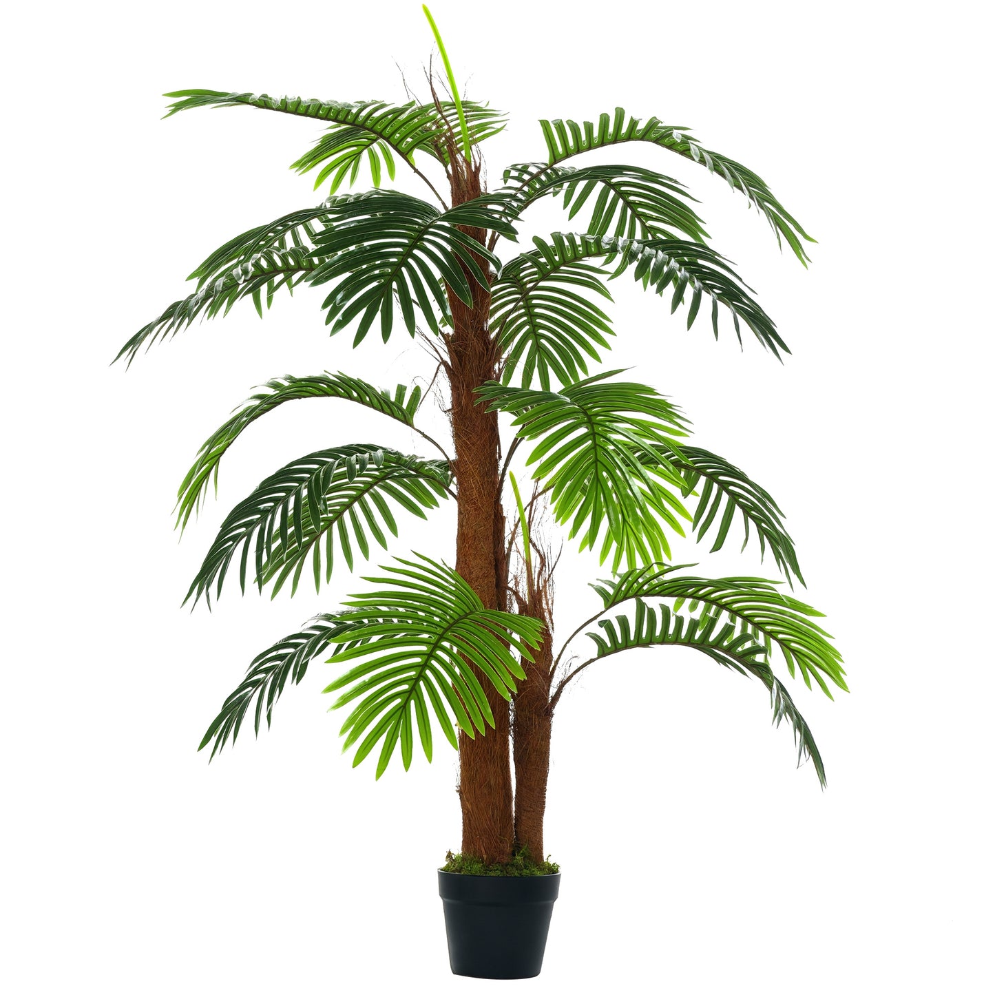 Outsunny künstliche Pflanzen 120 cm künstlicher Palmen Palme Kunstpflanze Kunstbaum Kunstpflanzen im Topf Zimmerpflanze Dekopflanze Büropflanze Kunststofftopf für drinnen und draußen
