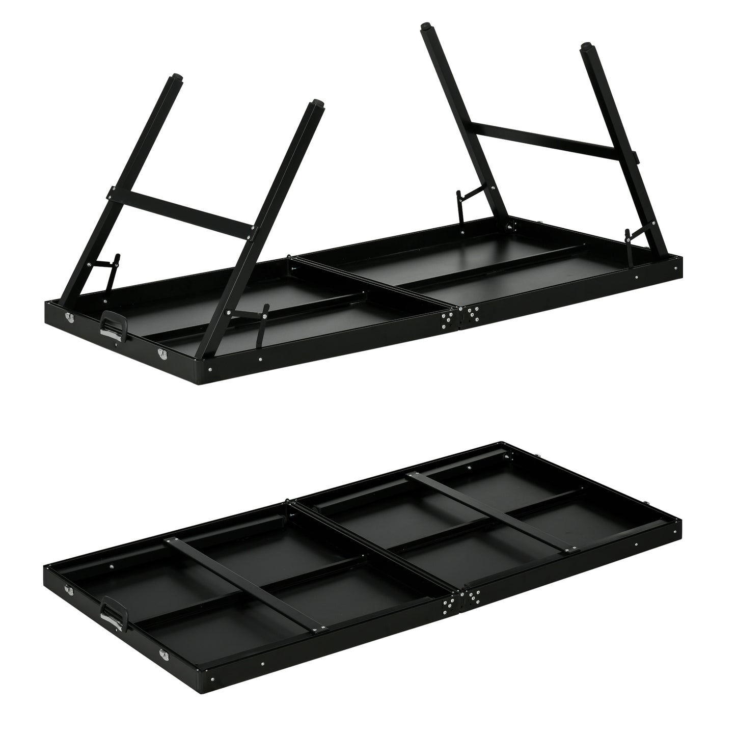 SPORTNOW Tischtennisset, faltbar, Schloss und Griff, Aluminiumrahmen, 152x76x72 cm, Schwarz