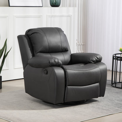HOMCOM Relaxsessel, verstellbare Lehne & Fußstütze, drehbar, bis 150 kg, Stahlrahmen, 93x100x98cm, Schwarz