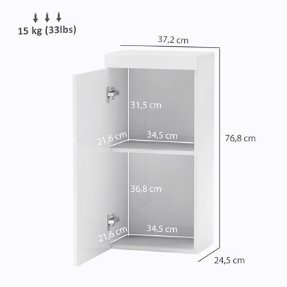HOMCOM Zweistufiger Badezimmerschrank, Badkommode, wandmontiert, Spanplatte, MDF, Weiß