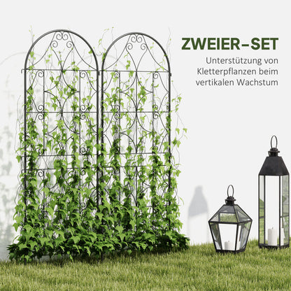 Outsunny Rankgitter Metall 2er Set zum Stecken rostfrei Rankhilfe für Kletterpflanzen 50x150 cm Schwarz