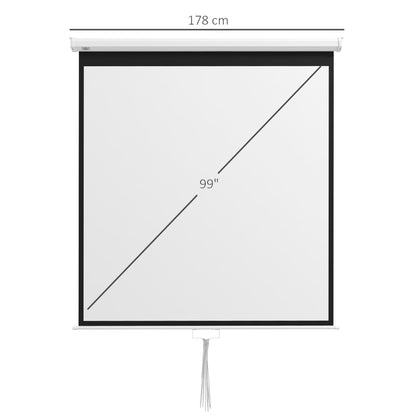 HOMCOM Beamer Leinwand 178 x 178 cm 99 Zoll 1:1 HD 4K Projektionsleinwand für Heimkino Büro-Präsentationen
