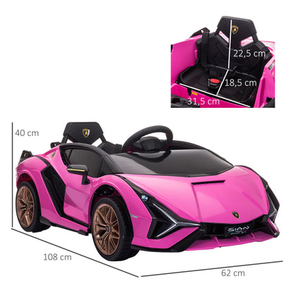 HOMCOM Kinder-Elektroauto, Lamborghini, 3-5 km/h, Fernsteuerung, für 3-5 Jahre, Rosa