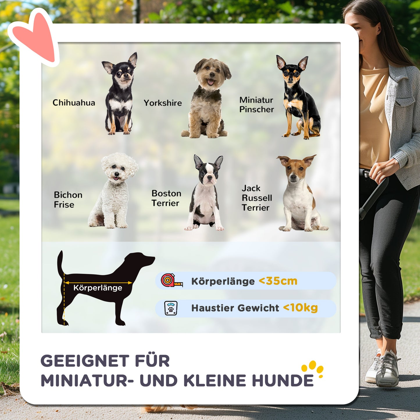 PawHut Hundewagen Hundetrolley bis 10 kg Klappbar mit Becherhalter Sonnendach Rot