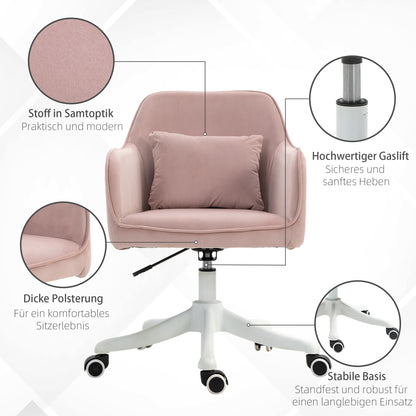 Vinsetto Massage Schreibtischstuhl 78-86 cm höhenverstellbarer Bürostuhll Drehstuhl Computerstuhl mit USB-Schrittstelle Arbeitsstuhl mit Vibrationsfunktion Lendenkissen Massagefunktion Rosa