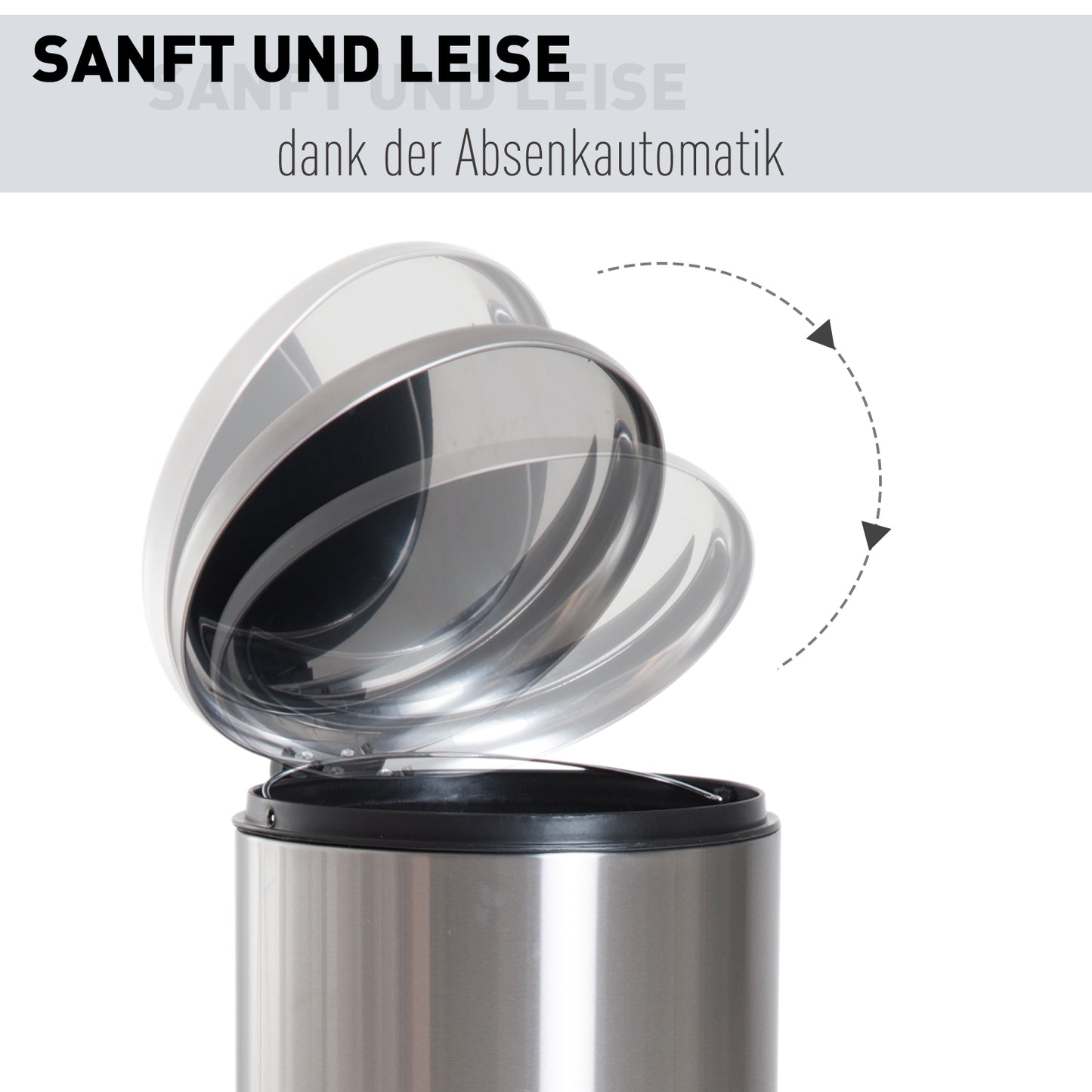 HOMCOM 30L Mülleimer Abfalleimer, Papierkorb, Treteimer mit Deckel, Fußpedal, Müllbehälter mit Inneneimer, Mülltrennung für Wohnzimmer, Büro, Rund