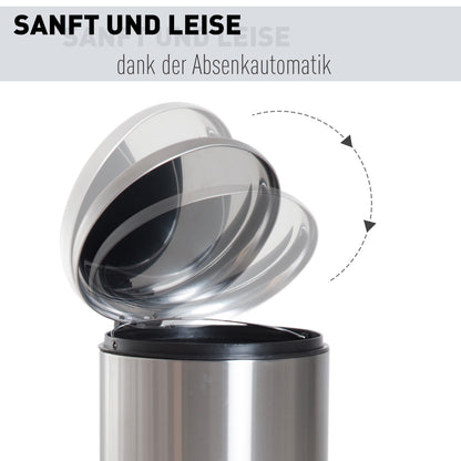 HOMCOM 30L Mülleimer Abfalleimer, Papierkorb, Treteimer mit Deckel, Fußpedal, Müllbehälter mit Inneneimer, Mülltrennung für Wohnzimmer, Büro, Rund